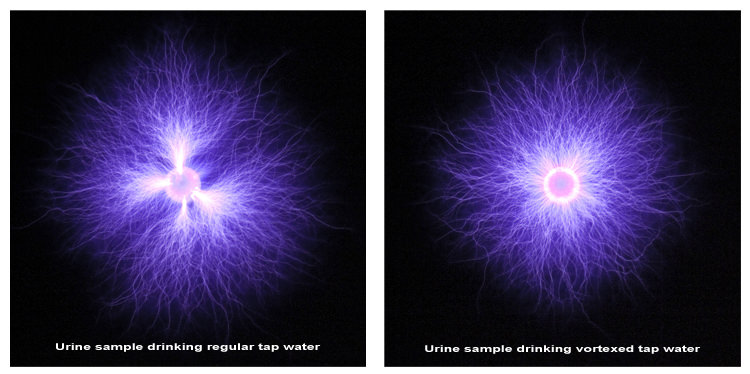 Urine sample before and after vortexing tab water